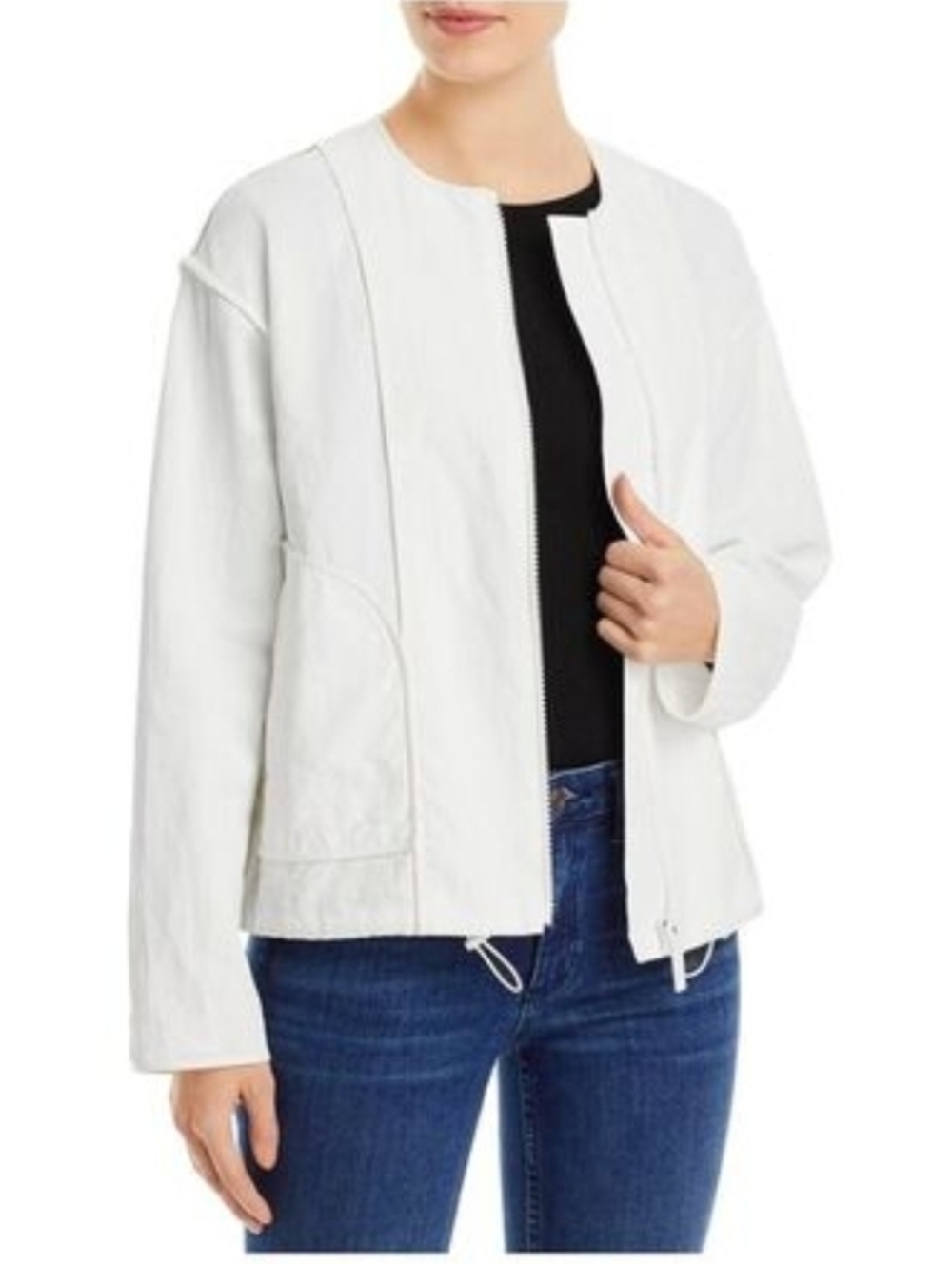 Lafayette 148 New York Off White Inside Out Seem Hem Bomber Jacket
